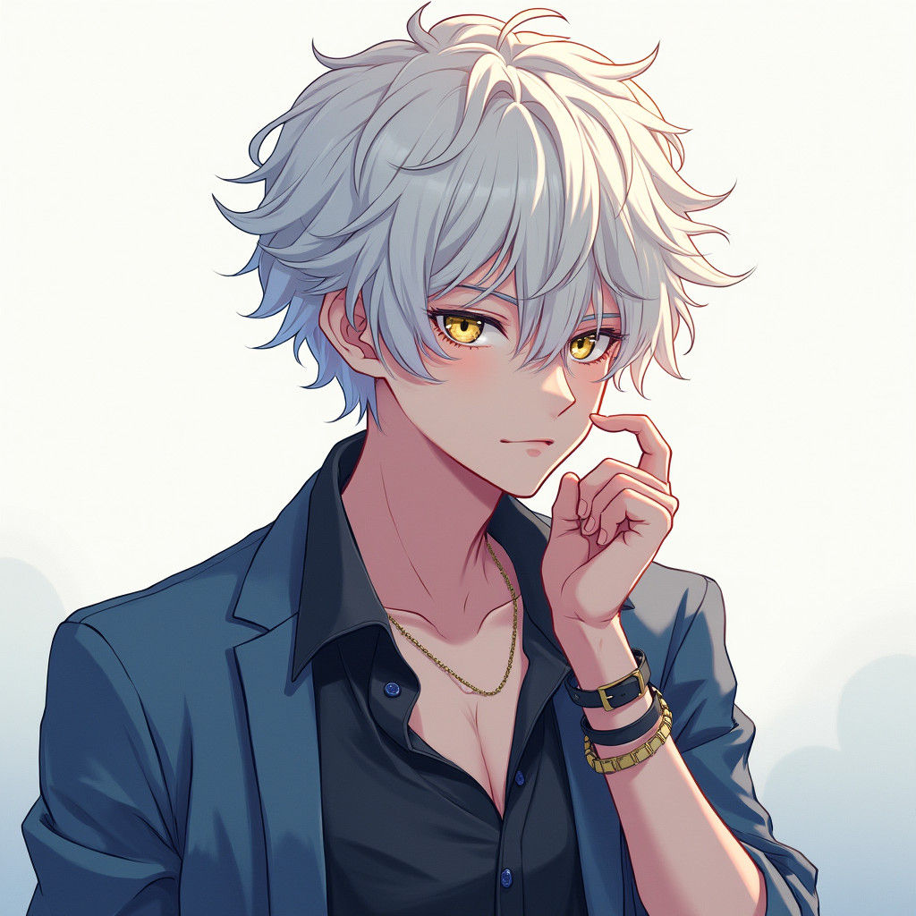 Anime Man with Gold and Blue Eyes