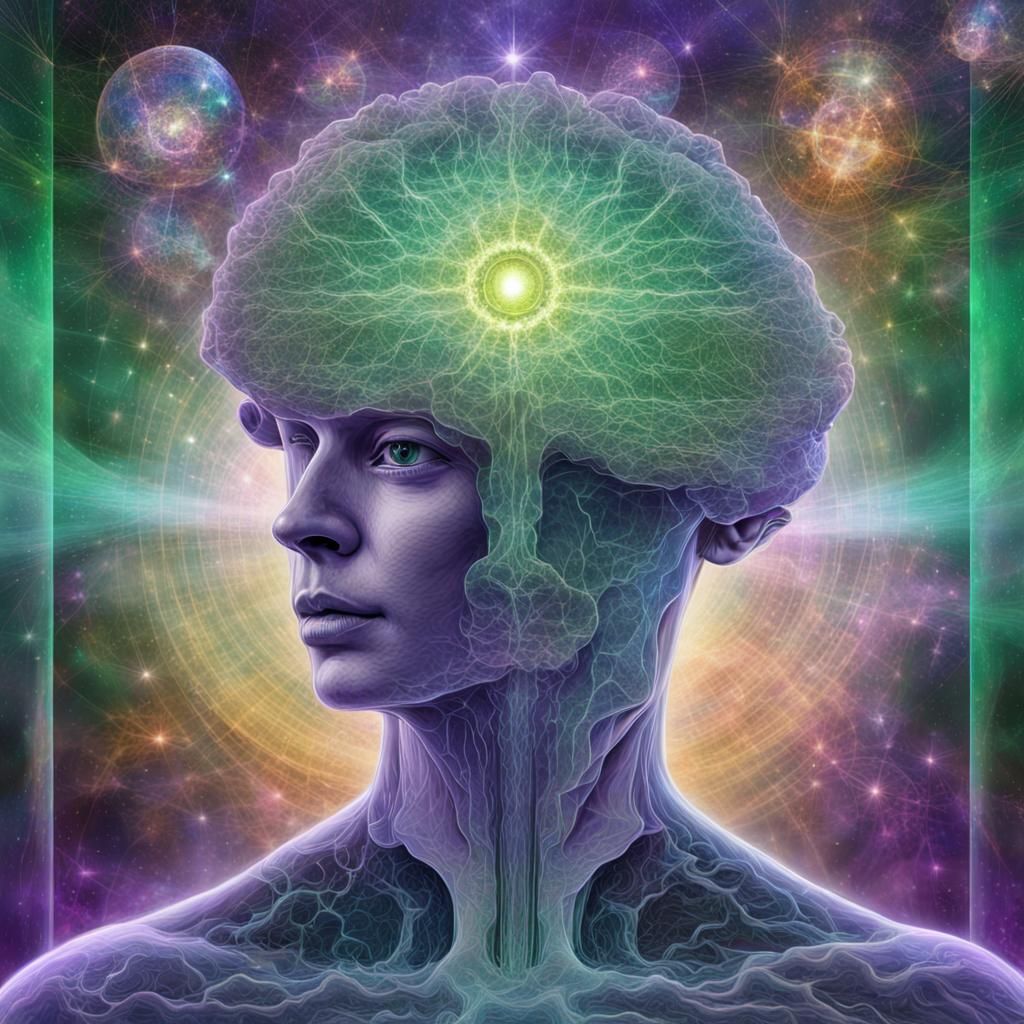 Amethyst Brainstem: Holographic Cosmic Astral Illustration