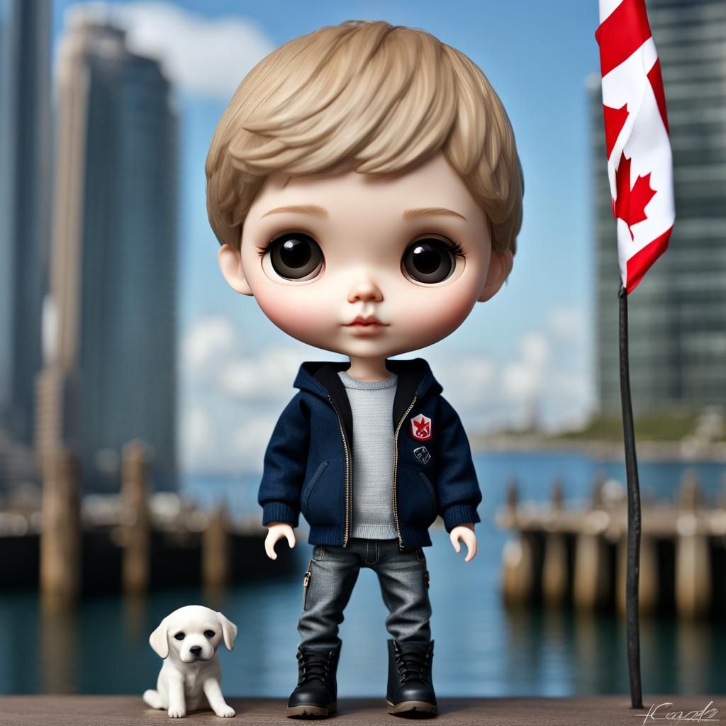 Blythe Doll and Labrador by Canada Flag