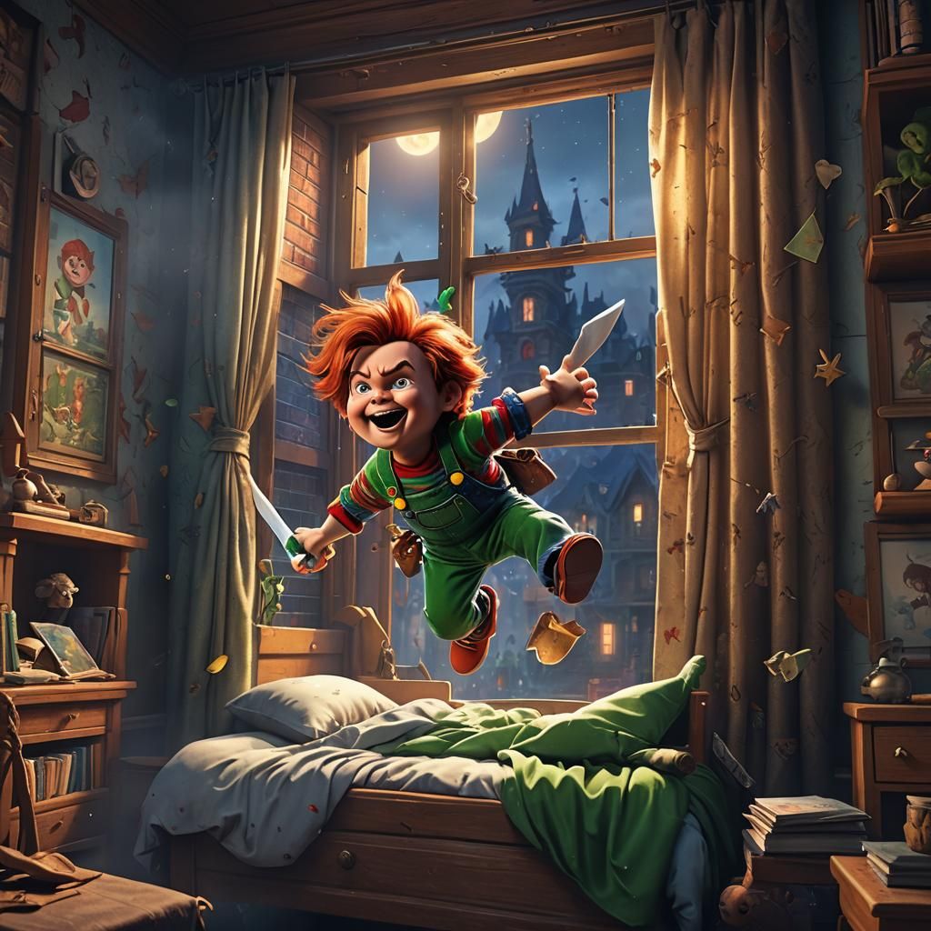 Chucky as Peter Pan Cartoon Art