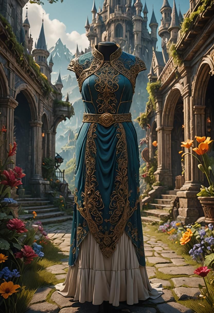 Fantastical Dress in Detailed Matte Painting Style