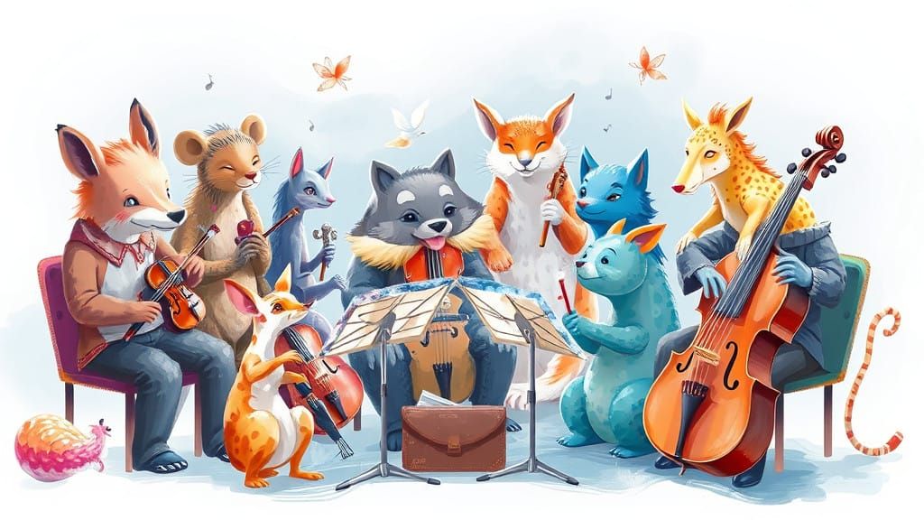 Whimsical Animal Orchestra Airbrush Artwork