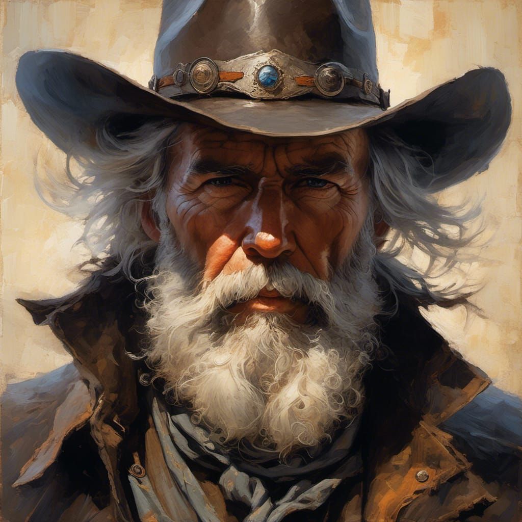 Gritty Cowboy in Shadow: Hyperrealistic Portrait