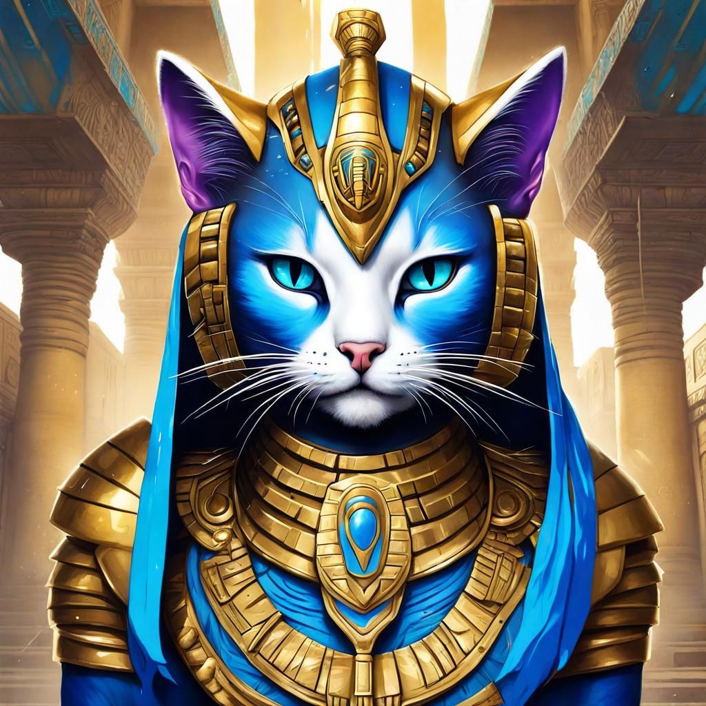 Egyptian Cat Goddess in Graffiti Art Style
