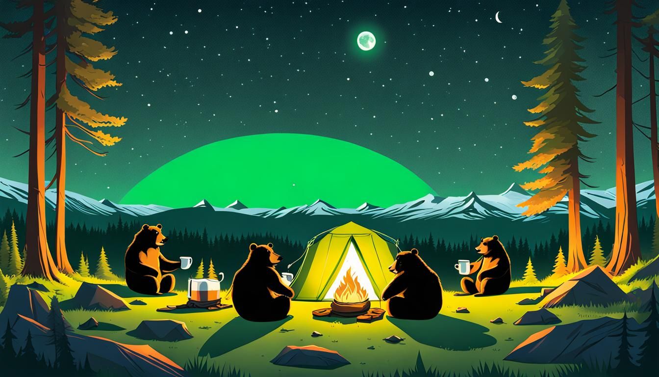 Space Bears Camping on Titan: A Digital Art Scene