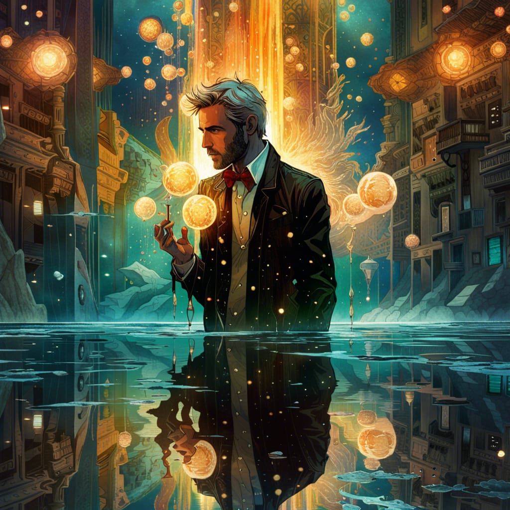 John Constantine Reflective Gaze in Watercolor Style