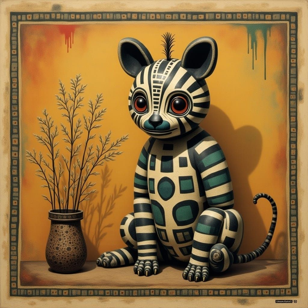 Ornate Zebra Doll in Antique Setting