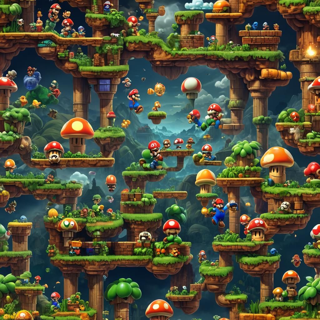 Perfect Mario Bros Poster in Detailed Matte Painting