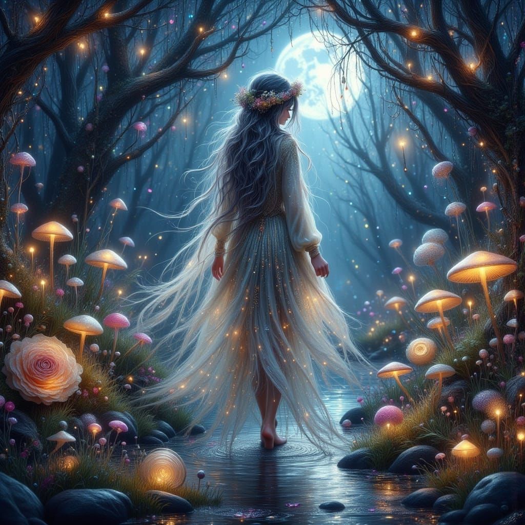 Enchanted Forest: Woman in Gown of Moonbeams