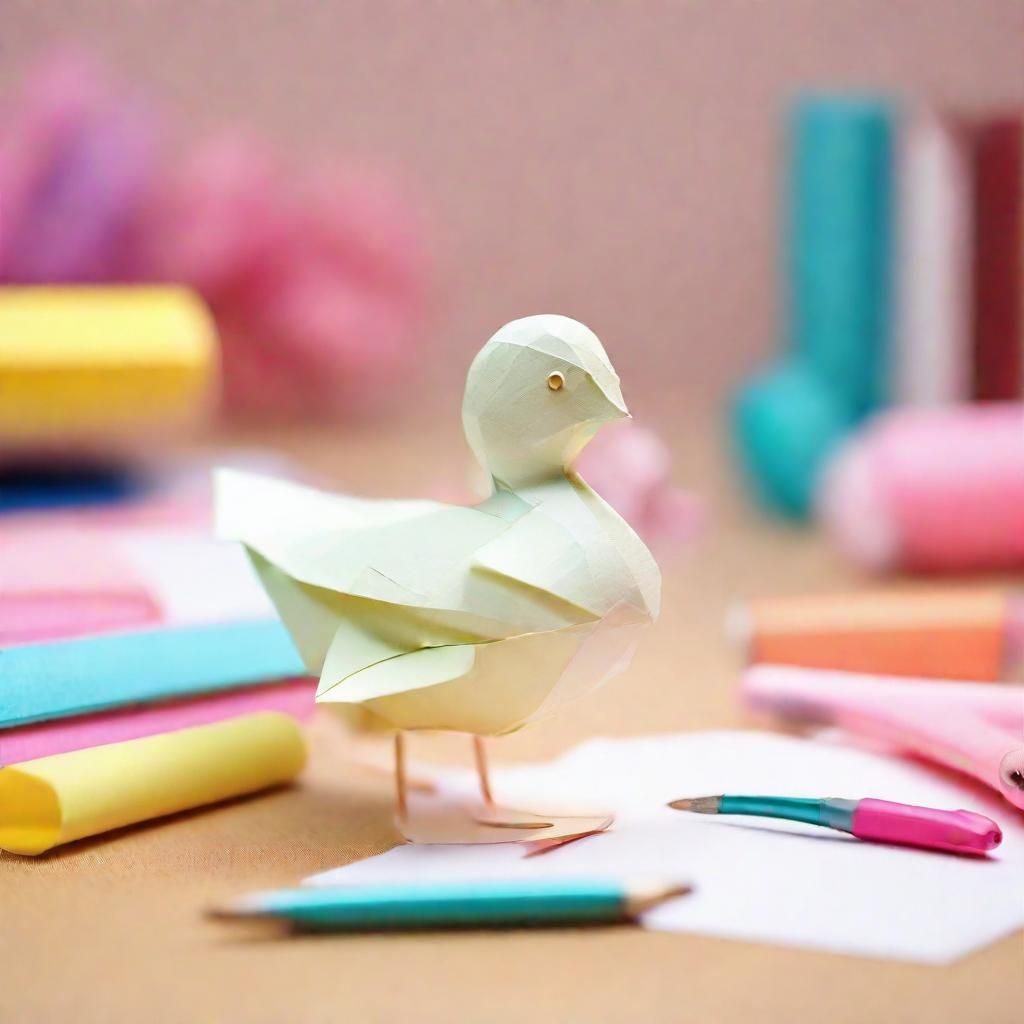Intricate Origami Paper Duck Still Life