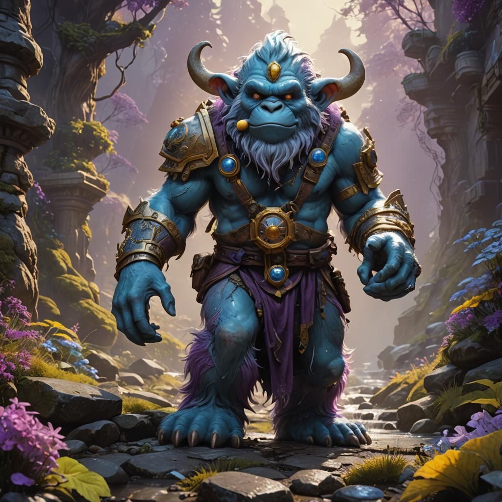 Smurf Yeti Hybrid in Dark Fantasy Style