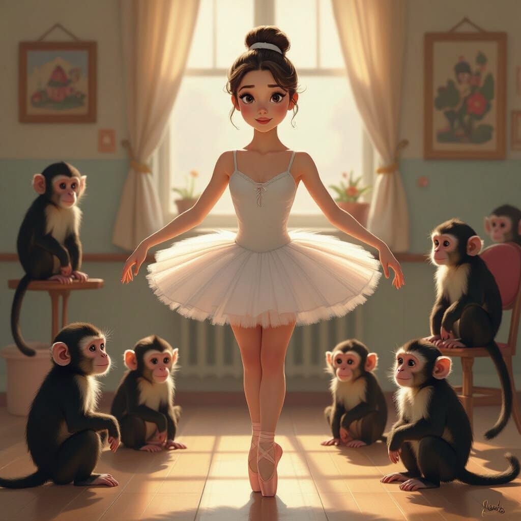 Ballerina's Embarrassment with Capuchin Monkeys