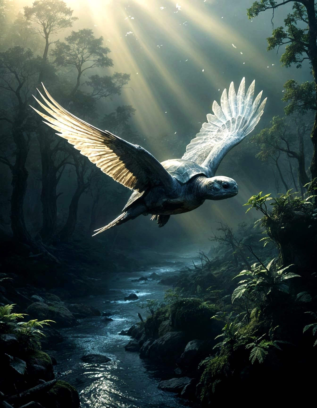 Realistic Turtle-Bird Hybrids Soar in V Formation