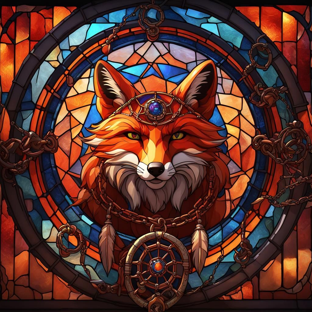 Fox Dream Catcher in 3D Stained Glass