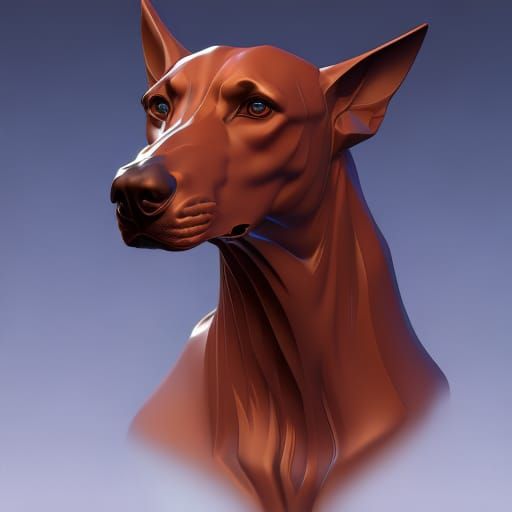 Hyperdetailed Doberman Portrait in Art Nouveau Style