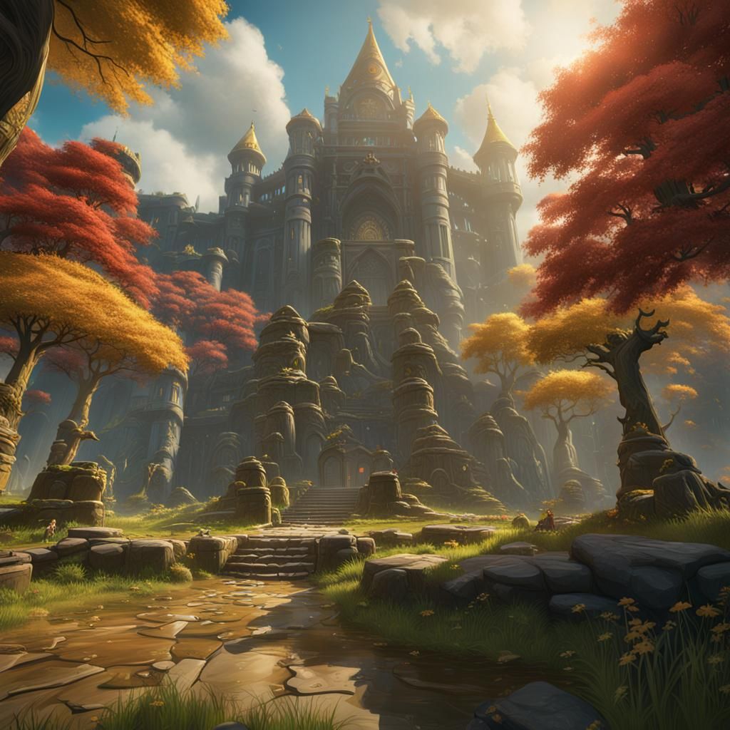 Zelda-Inspired Castle: Detailed Matte Painting