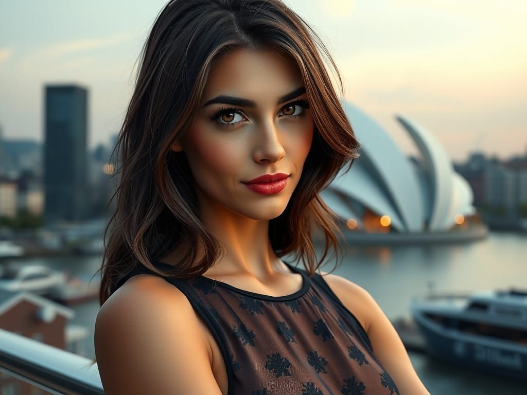 Elegant German Woman in Elbphilharmonie Backdrop