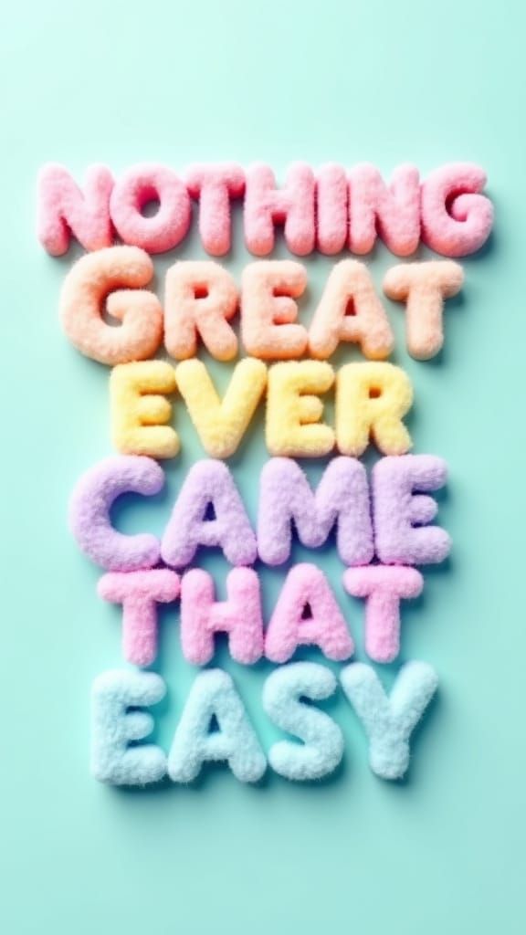 Inspirational Fluffy 3D Text Art with Pastel Colors
