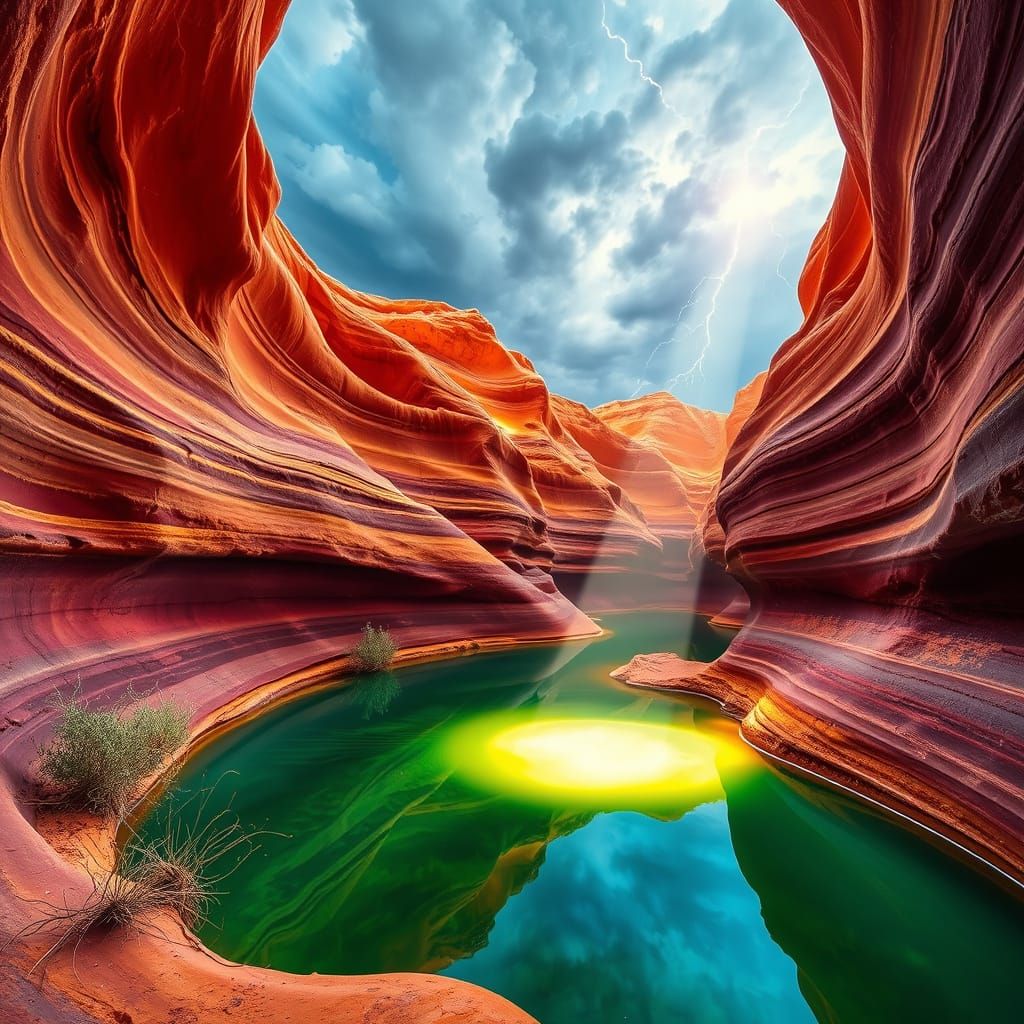 Arizona Slot Canyon Landscape in Airbrush Style