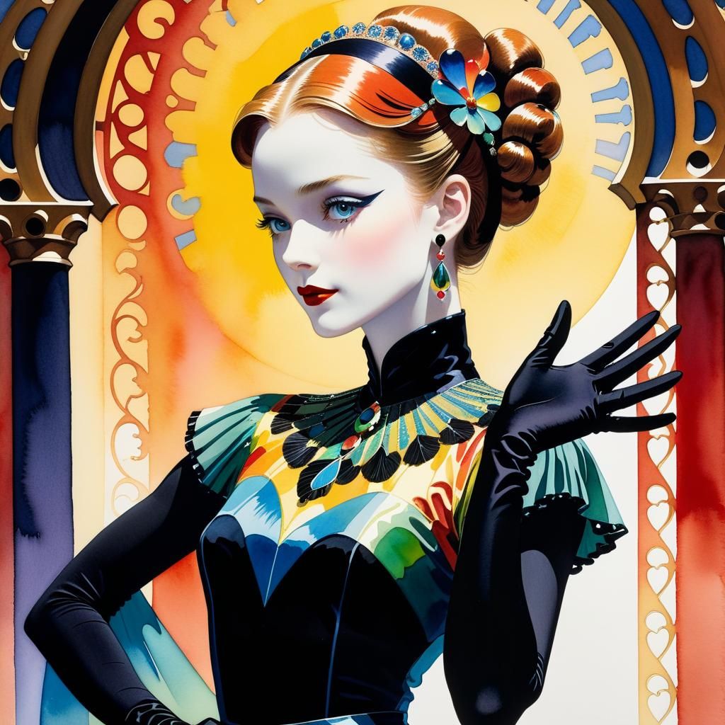 Elegant Excentric Dancer in Art Deco Splendor