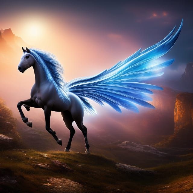 Dark Gothic Pegasus in Dreamscape Fantasy Art
