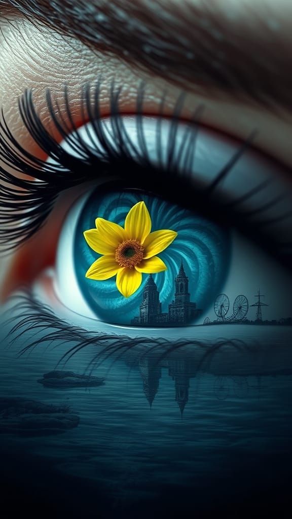 Surreal Cityscape Emerges from Turquoise Depths