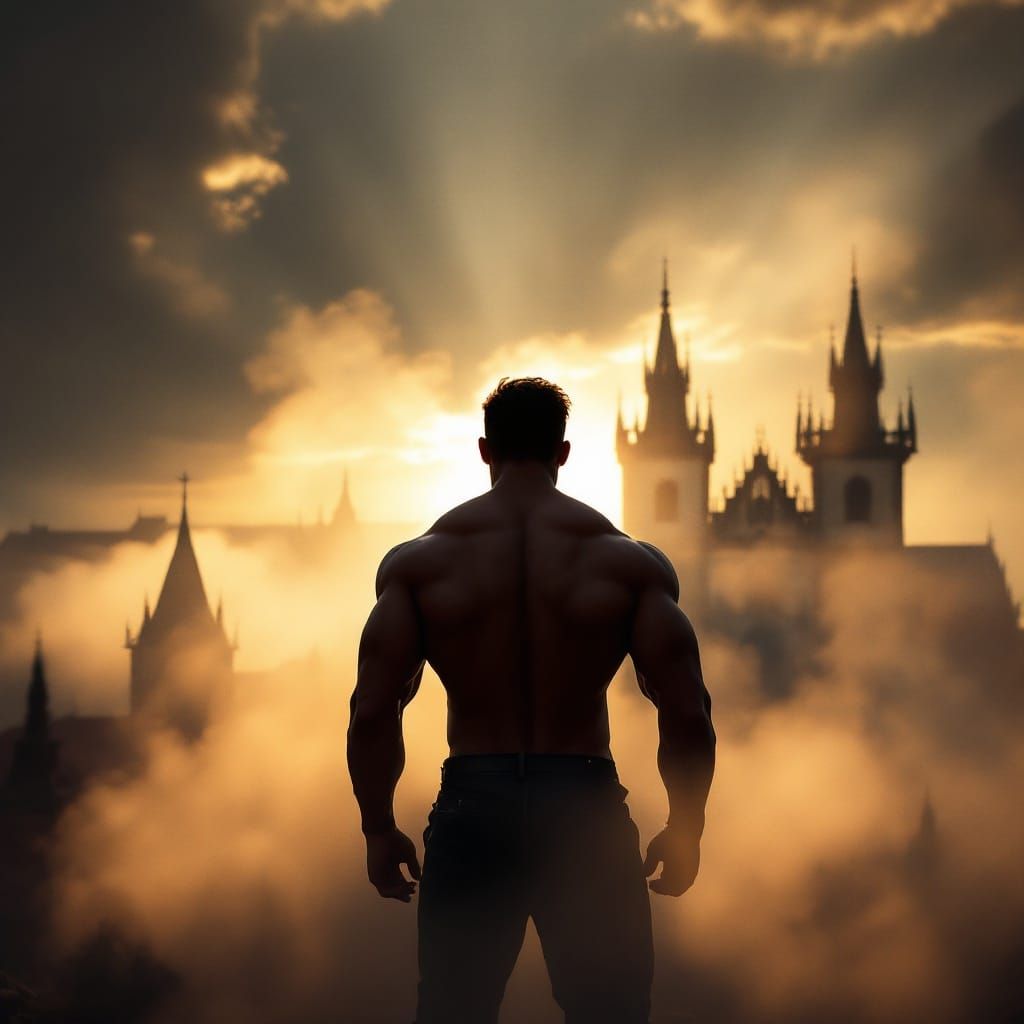 Man in Prague at Golden Hour