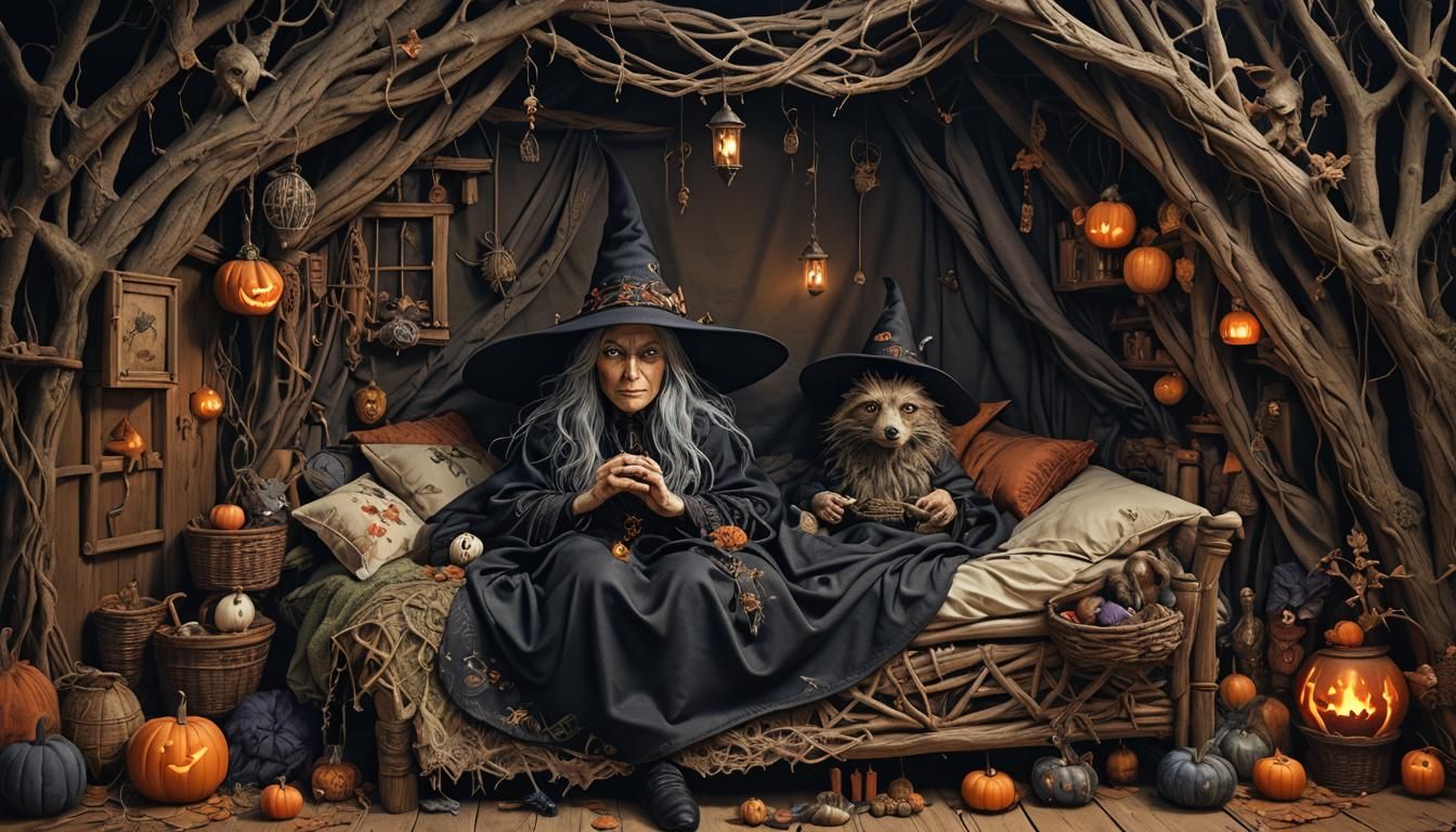 Anthropomorphic Witch in Hut: Photorealistic Fantasy Realism