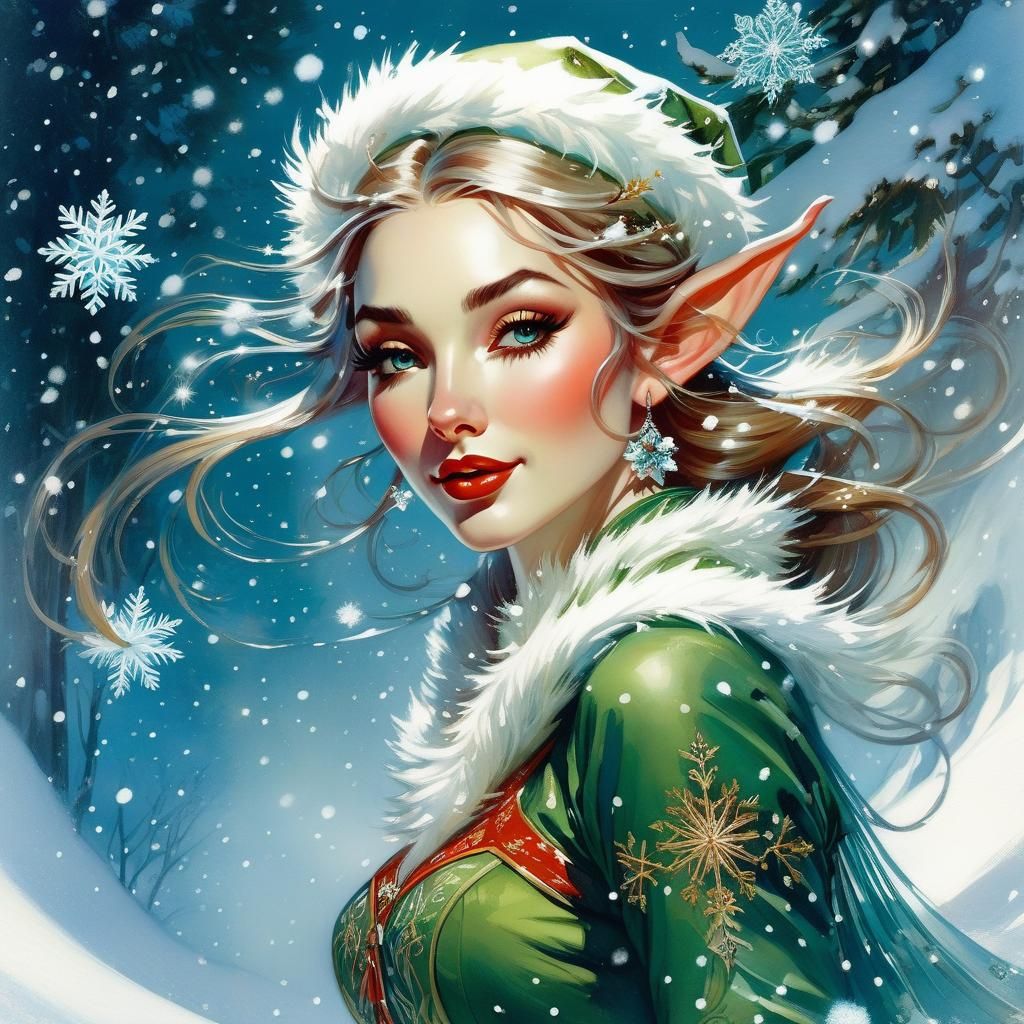Enchanting Elf Dance in Stylized Watercolor