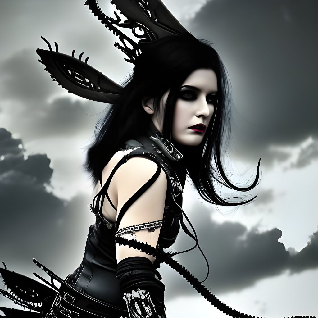 Gothic Cyberpunk Cowgirl: Digital Matte Painting