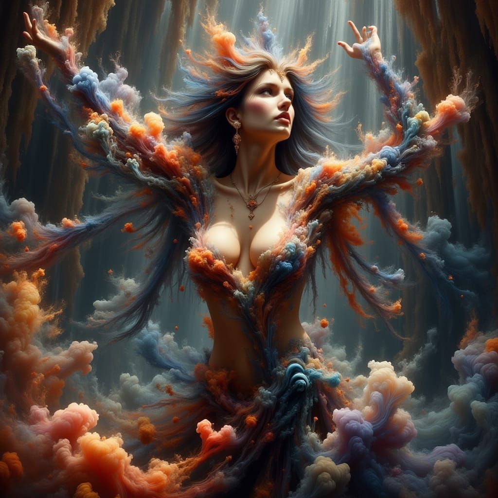 Fantasy Woman in Dynamic Smoke, Luis Royo Inspired