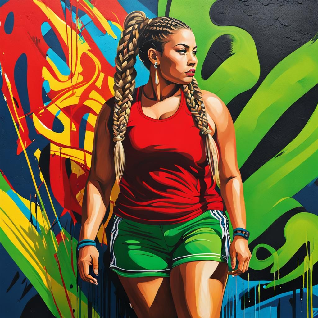 Curvy Woman in Vibrant Street Art