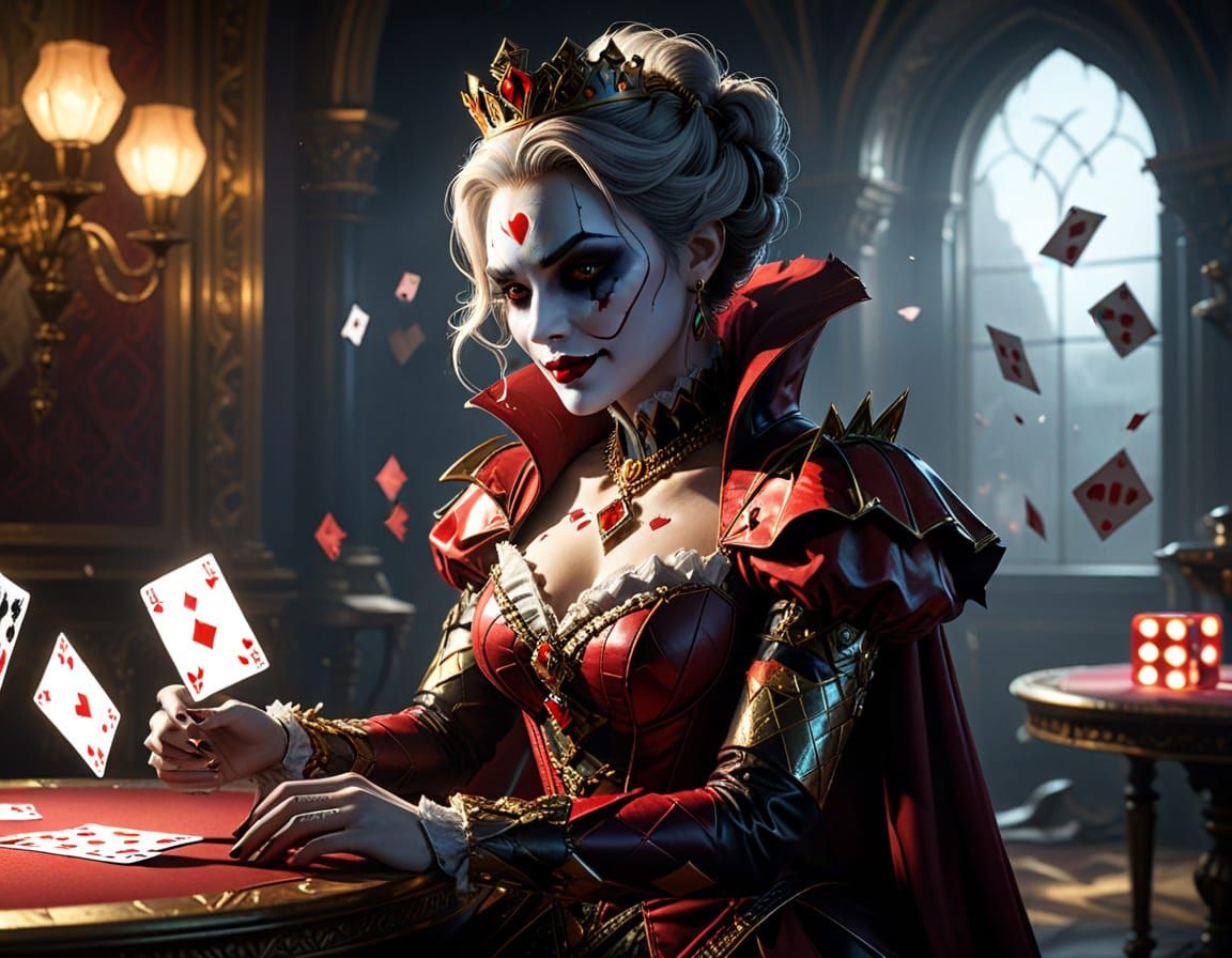 Queen of Hearts vs Joker: Dramatic Digital Matte Painting