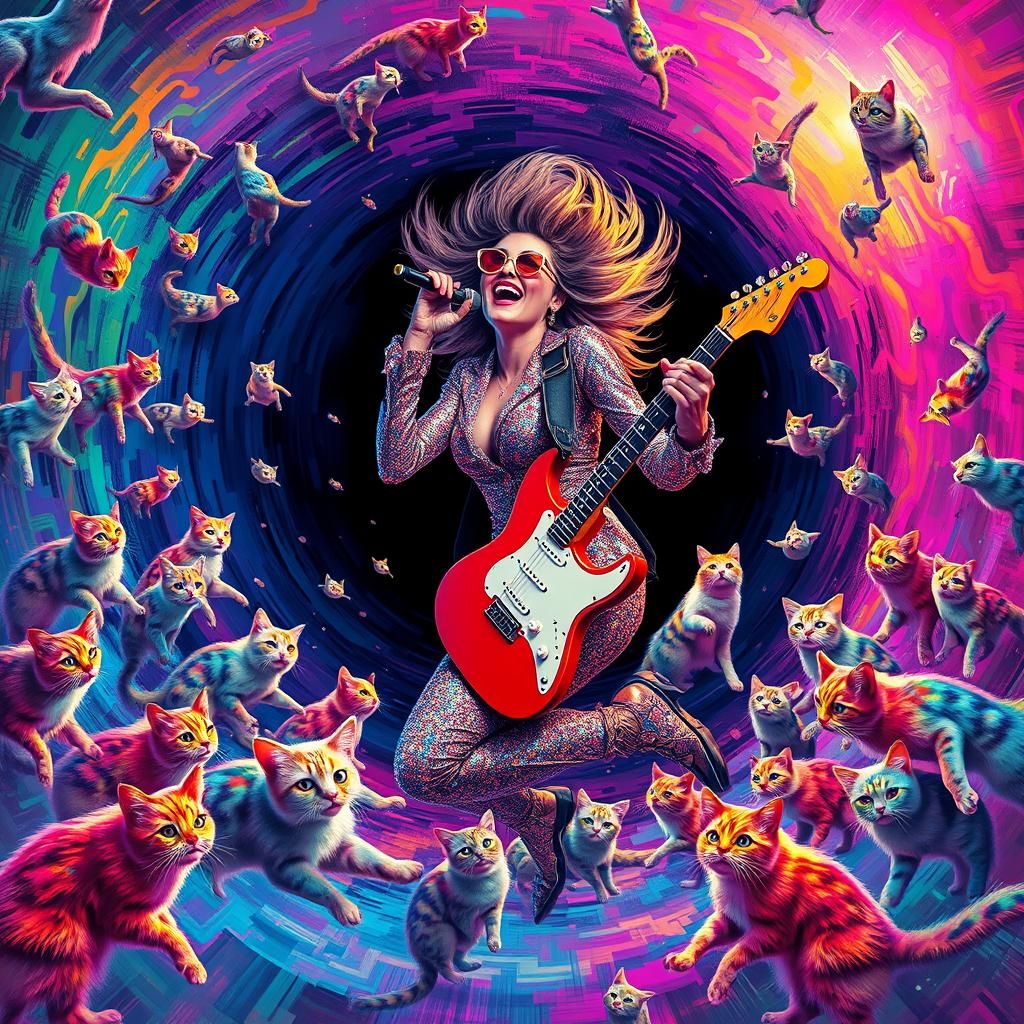 Rock Star Lost in a Psychedelic Cat Universe