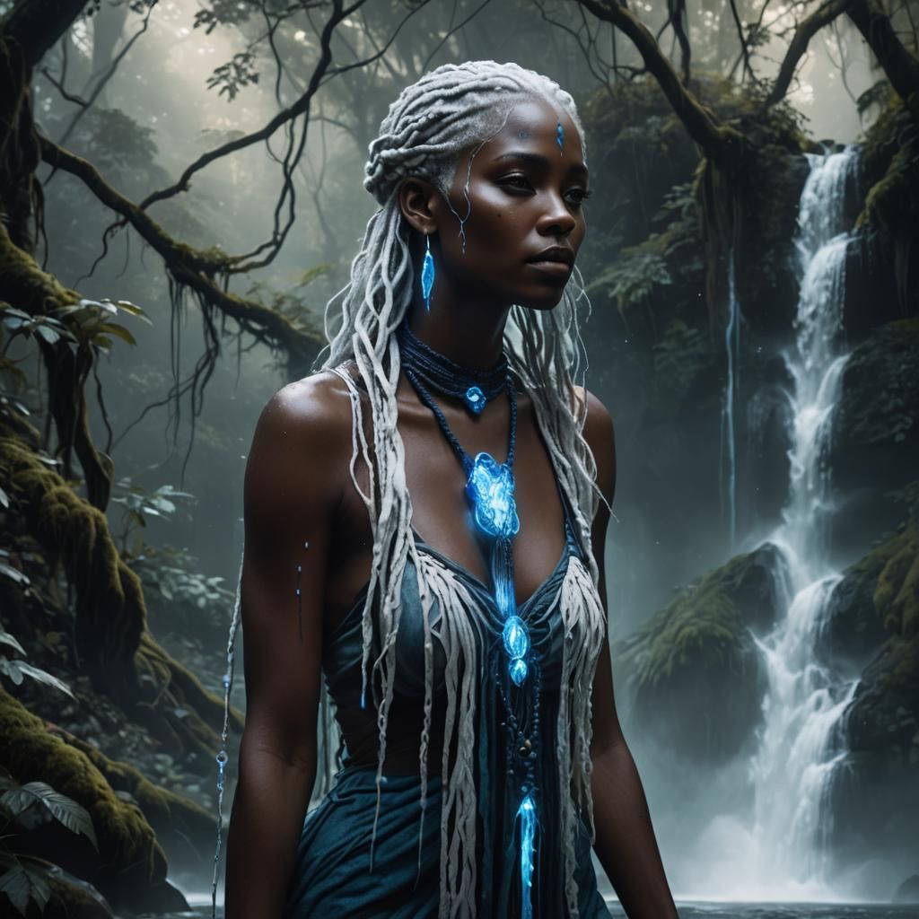 Mystical Forest Woman with Bioluminescent Accents