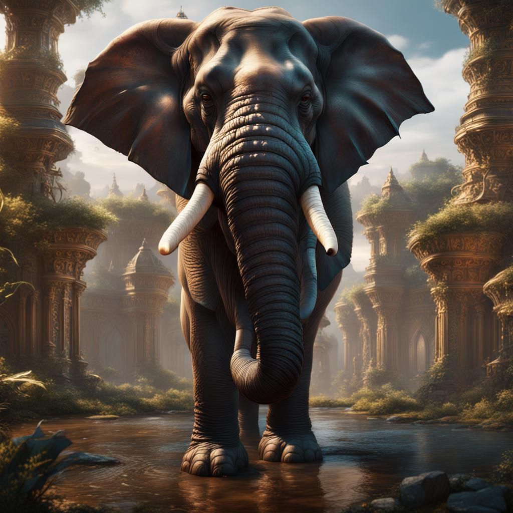 Fantastical Elephant in Detailed Matte Painting