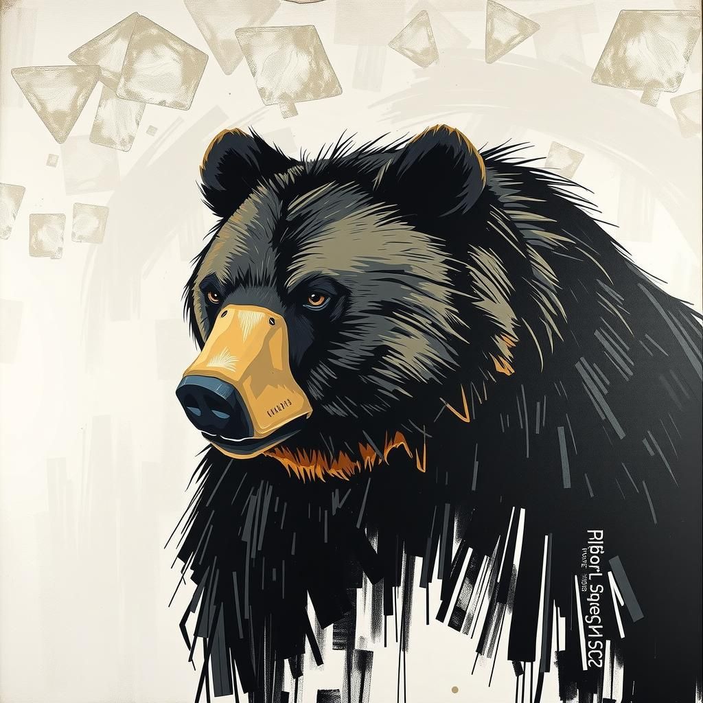 Abstract Bear Portrait in Minimalist Style