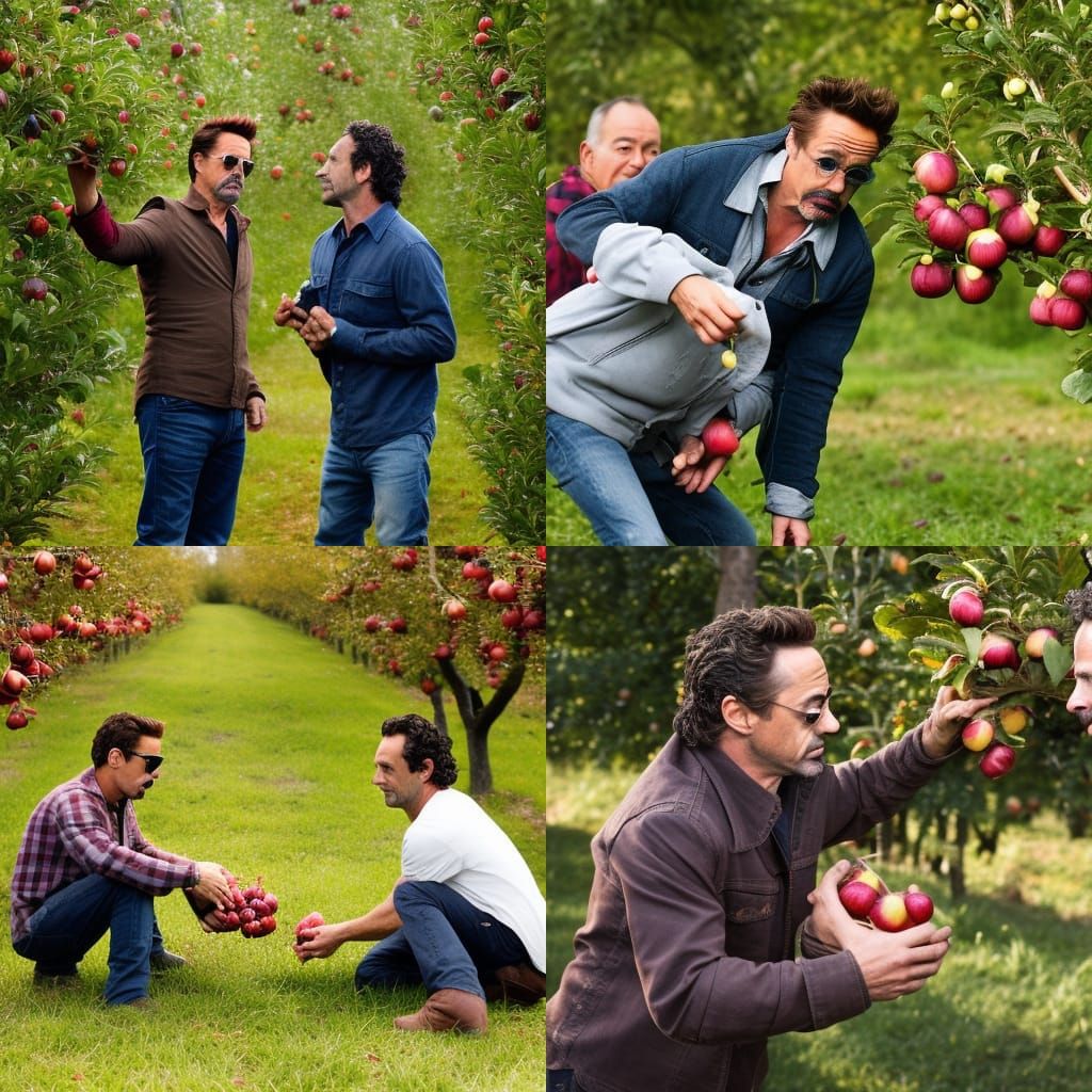 Robert Downey Jr and Andrew Lincoln at Apple Orchard