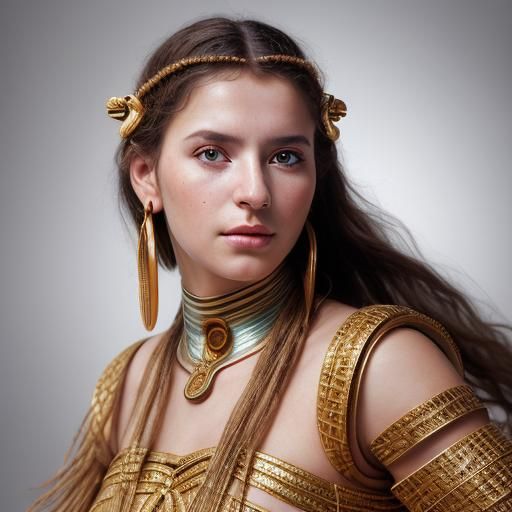 Futuristic Greek Woman Dancing in Lisbon: Hyperrealistic Por...