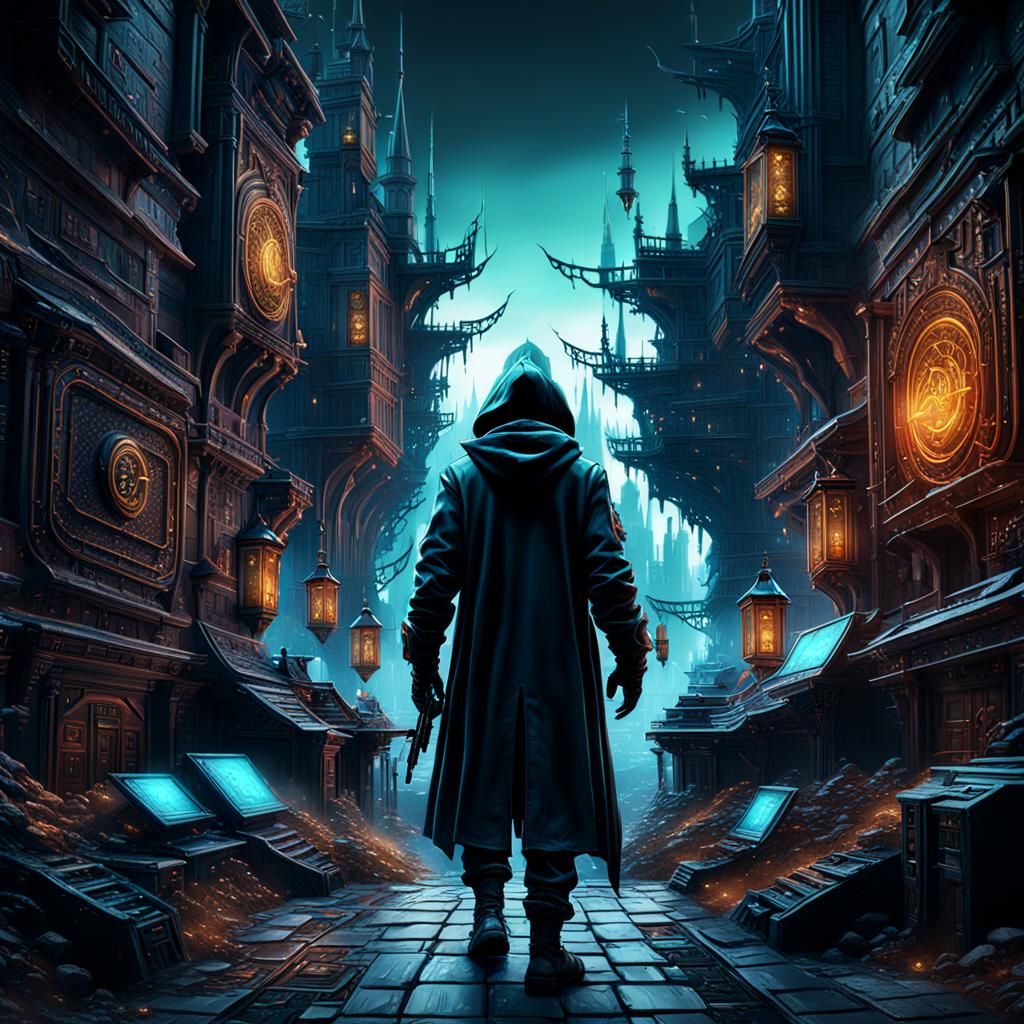 Hacker in Detailed Matte Painting Style