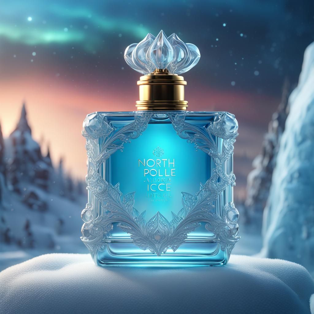 Aurora Borealis Shines on Ice Perfume Bottle