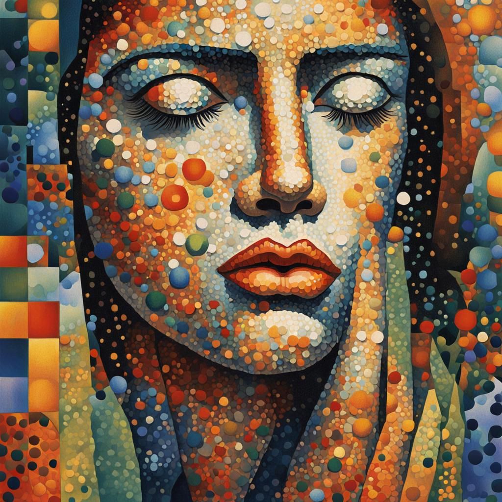 Pointillism style art,