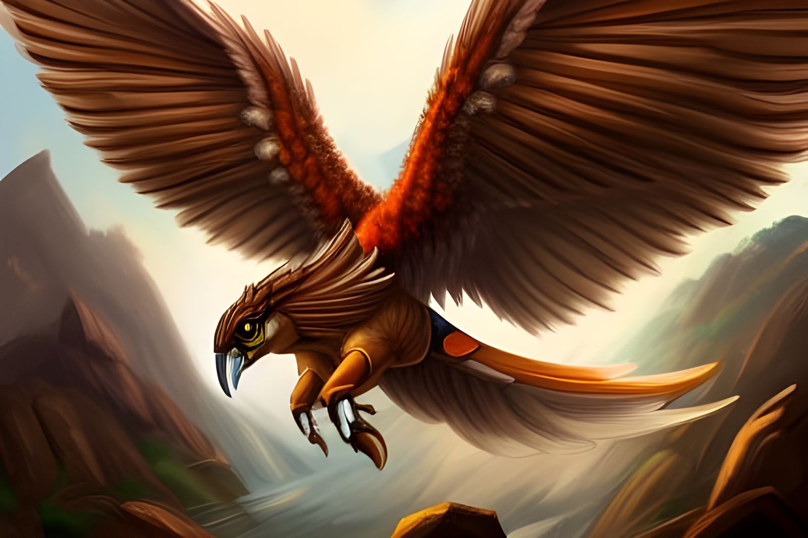 Majestic Griffin Full Body Action Shot: Fantasy Art