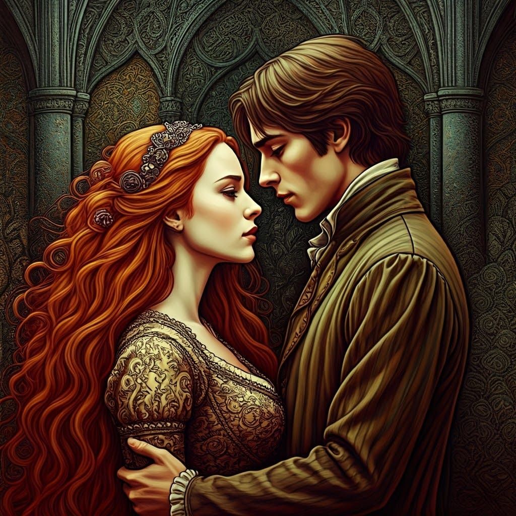 Tragic Star-Crossed Lovers in Moody, Hyper-Realistic Portrai...