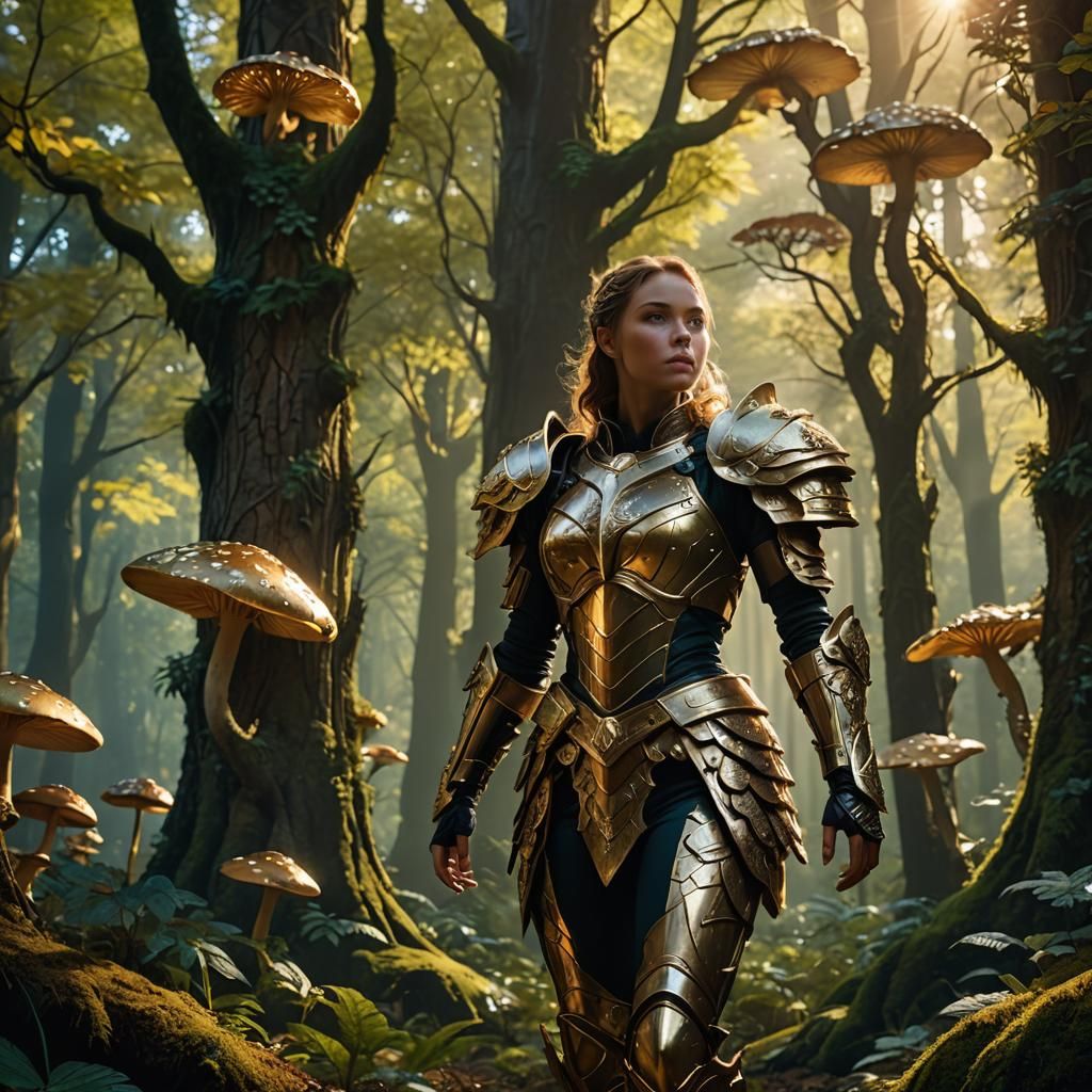 Heroic Maggie in Mystical Forest: Fantasy Concept Art