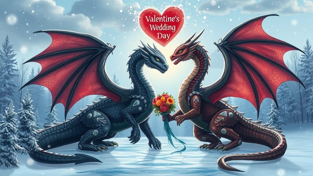 Dragons Celebrate Valentine's Winter Wedding in Frost-Touche...