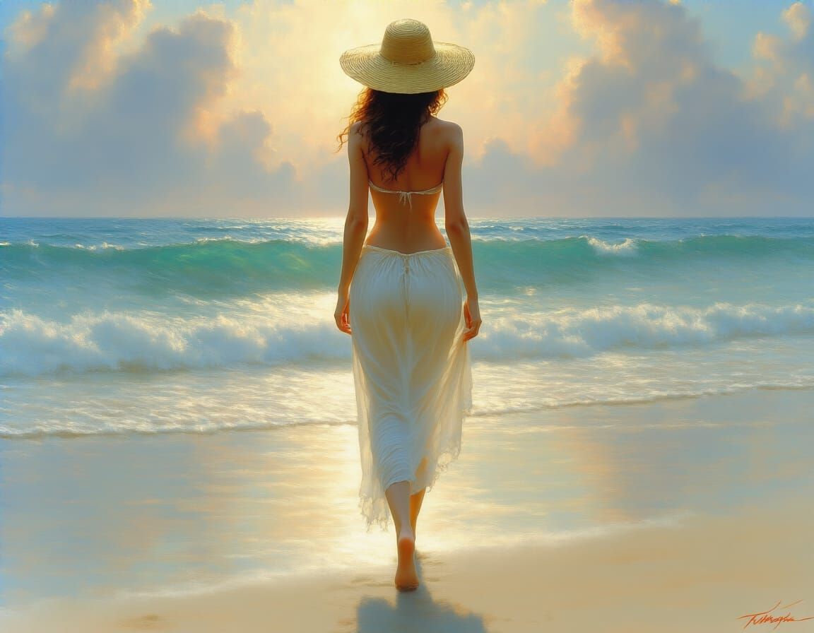 Ethereal Beach Walker in Hyperdetailed Fantasy Style