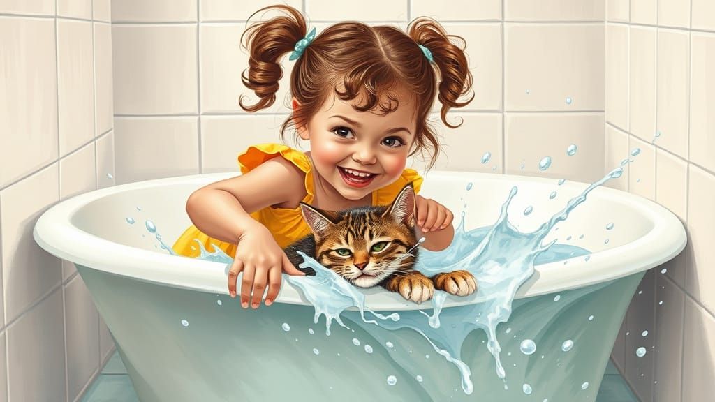 Playful Chaos in a Whimsical Water Scene