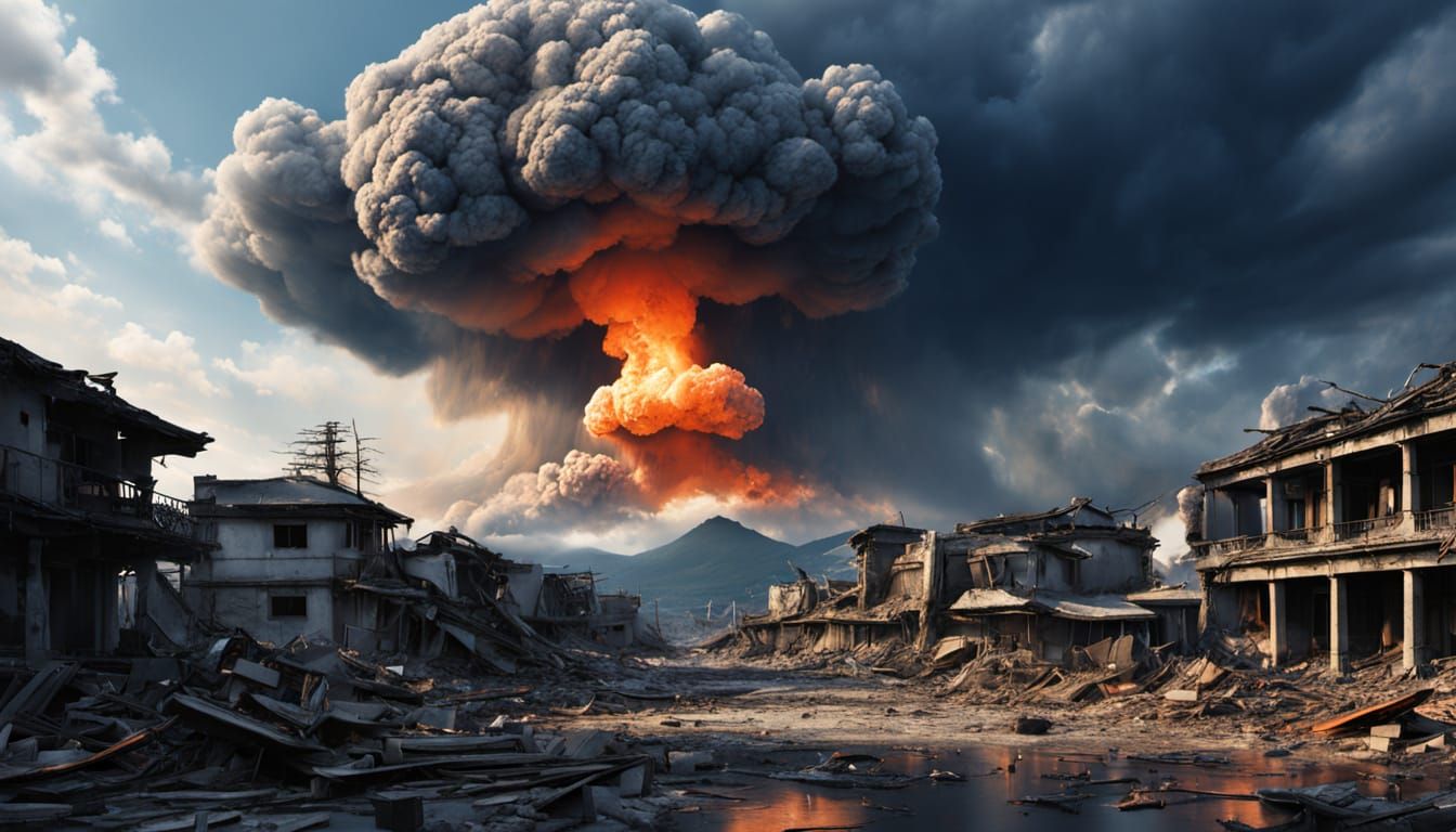Hiroshima Atomic Bombing Aftermath in Photorealistic Style