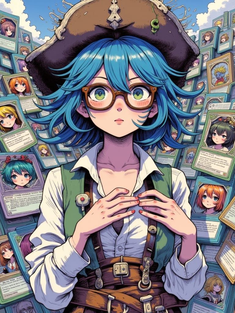 Anime-Style Pirate Showcases Card Collection